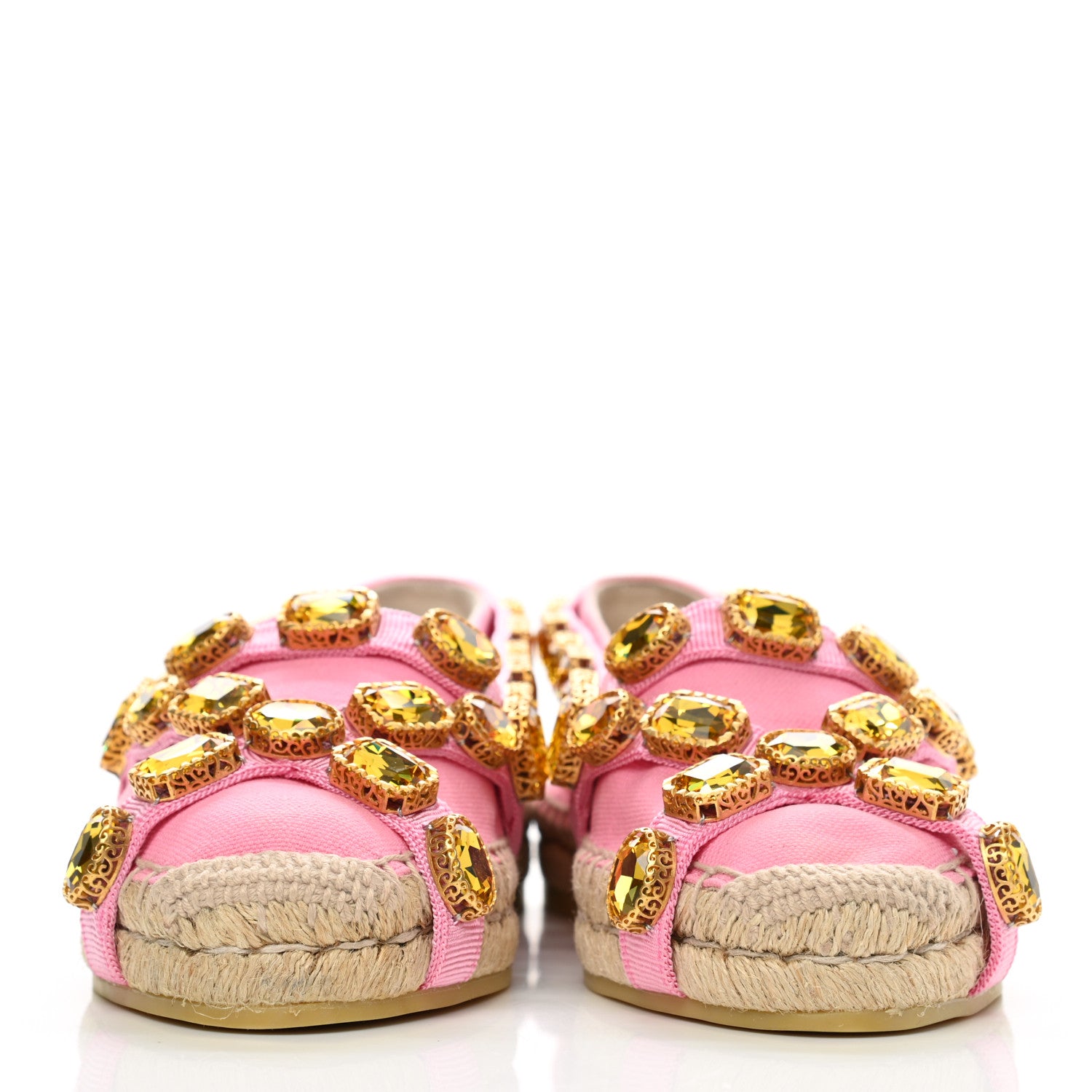 Gucci Canvas Crystal Embellished Espadrilles 35.5 Pink 2 of 10