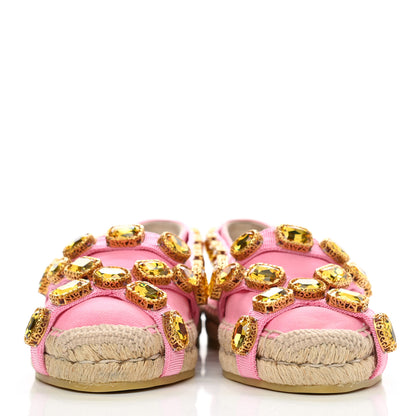 Gucci Canvas Crystal Embellished Espadrilles 35.5 Pink 2 of 10