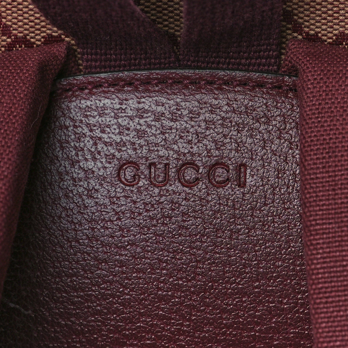 GG Monogram Script Logo Large Double Pocket Backpack Sahara Rubino Bordeaux
