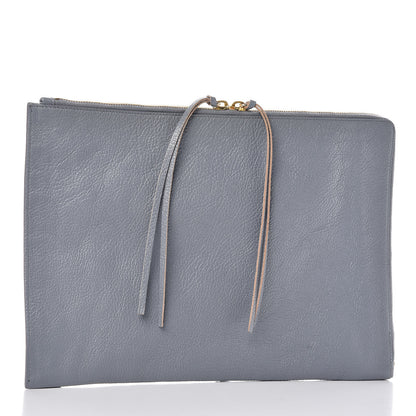 Balenciaga Chevre Gold Metallic Edge Hardware Pouch Bleu Acier 3 of 9