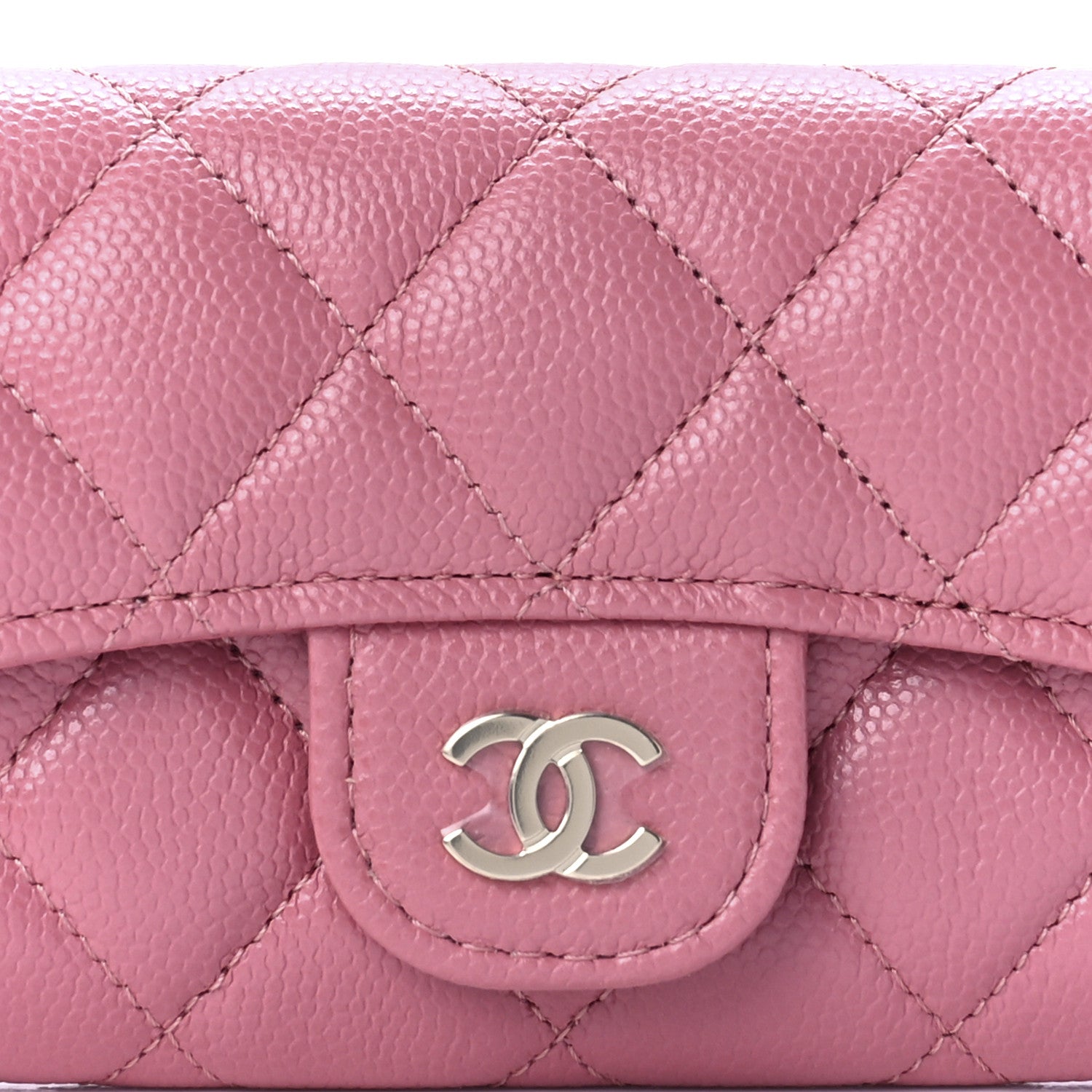 Chanel Caviar Quilted Flap Card Holder Wallet Pink 8 of 10