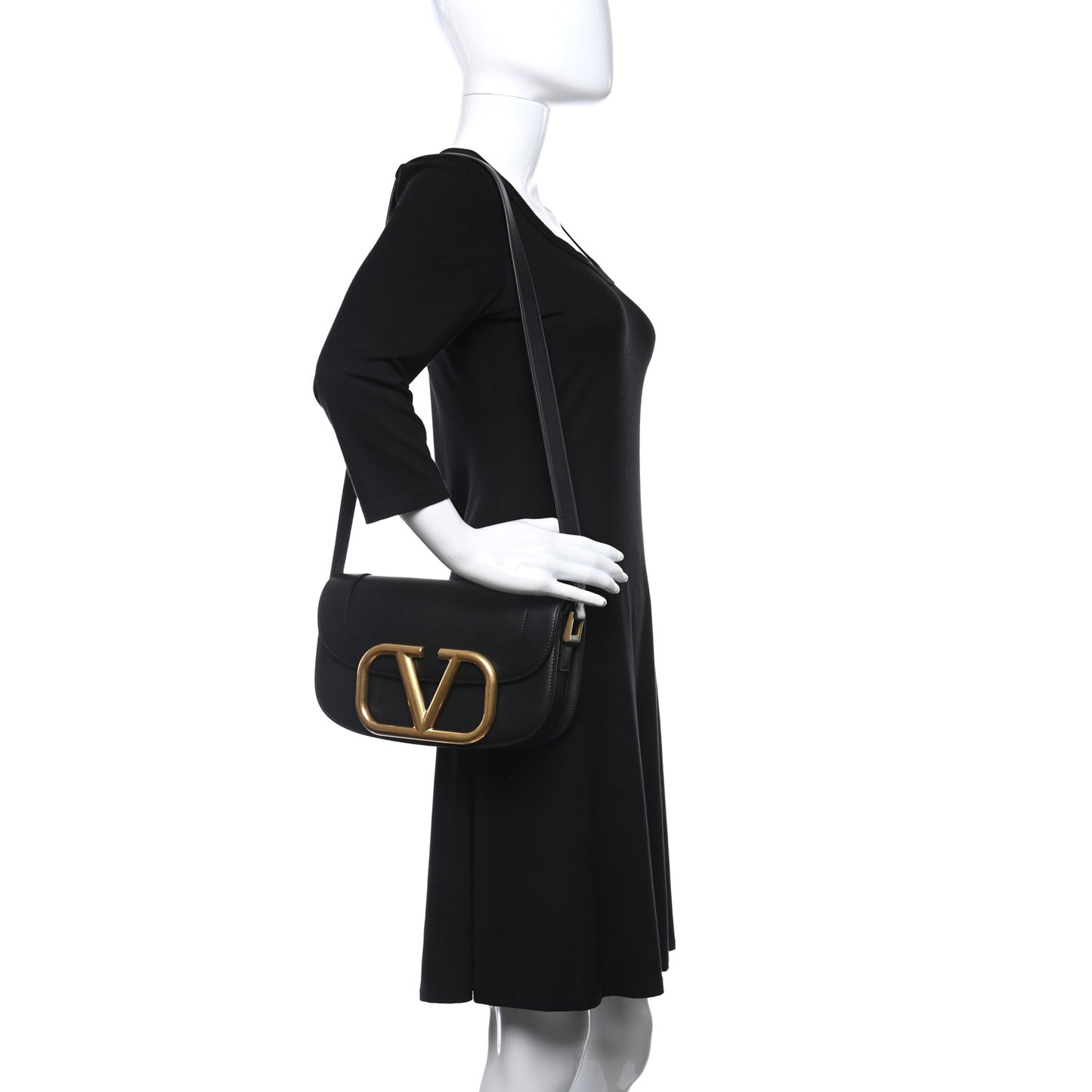 Smooth Calfskin Supervee Shoulder Bag Black