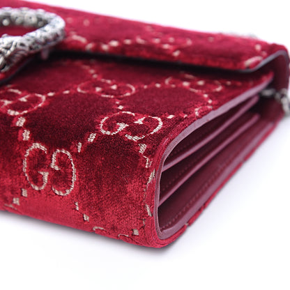 Gucci Velvet GG Monogram Mini Dionysus Chain Wallet Red Cipria 7 of 11