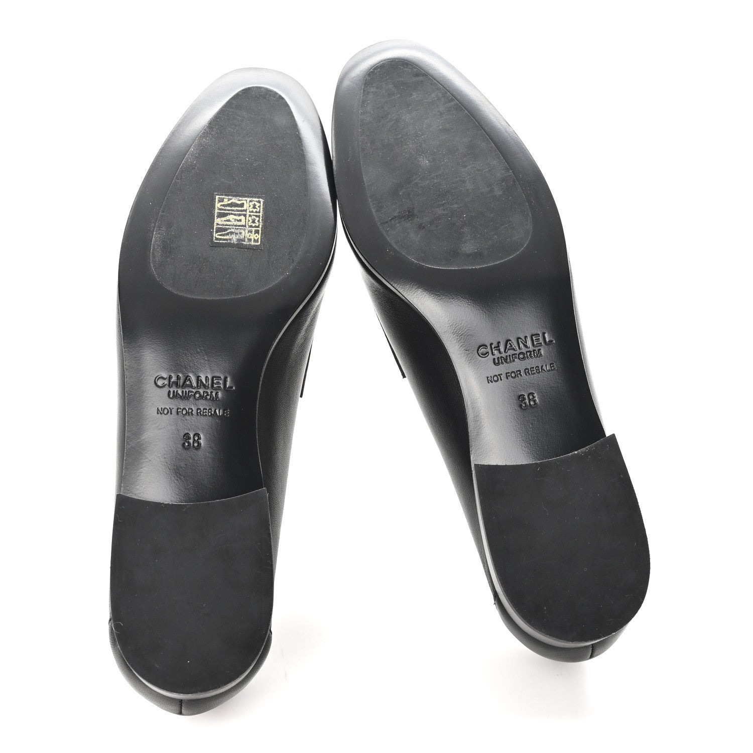 Chanel Lambskin Womens Stitched CC Loafers 38 Black 6 of 9