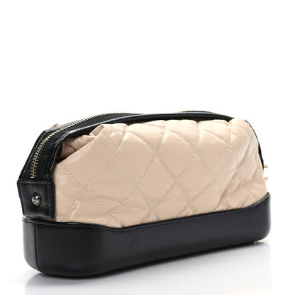 Chanel Aged Calfskin Quilted Gabrielle Cosmetic Case Beige Black 3 of 9