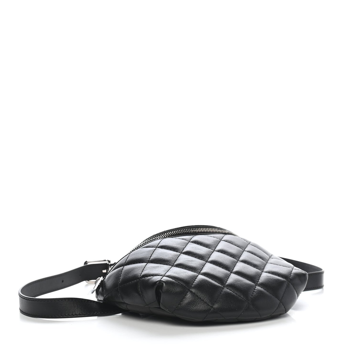 Calfskin Quilted Waist Belt Bag Black