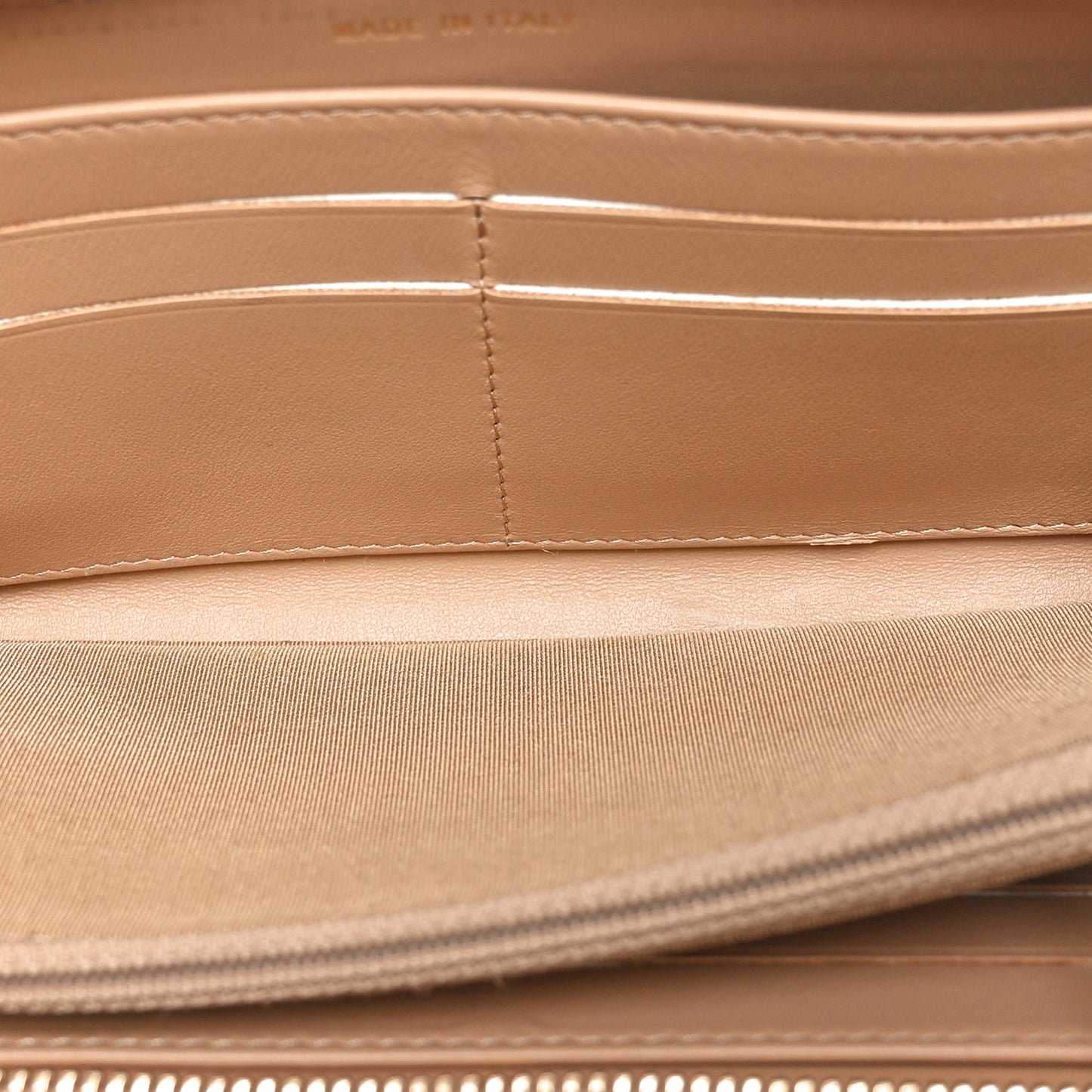 Caviar Studded Deauville Large Zip Around Wallet Beige