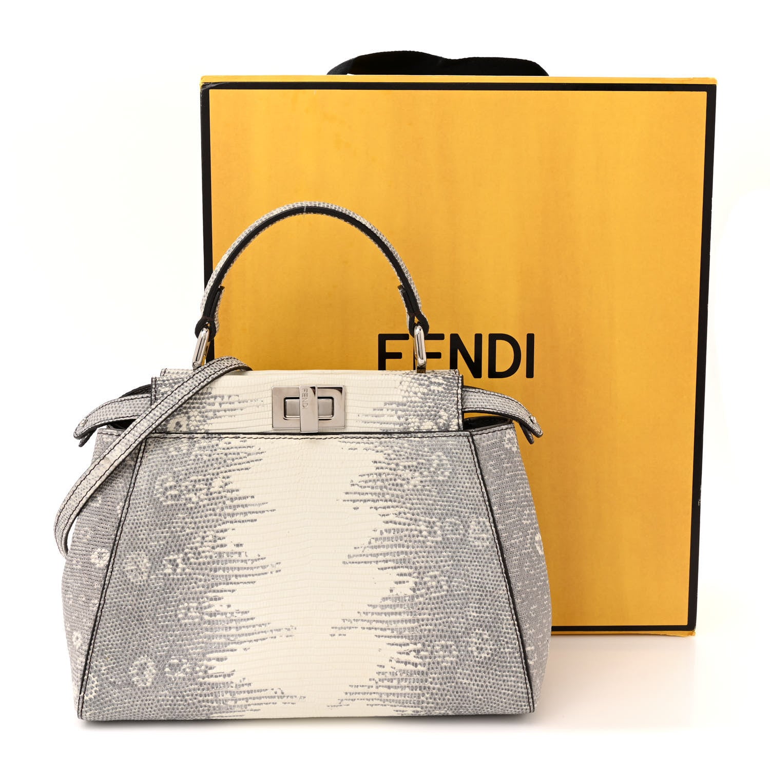 Fendi Lizard Togo Shiny Nappa Mini Peekaboo Iconic Satchel Roccia 12 of 12