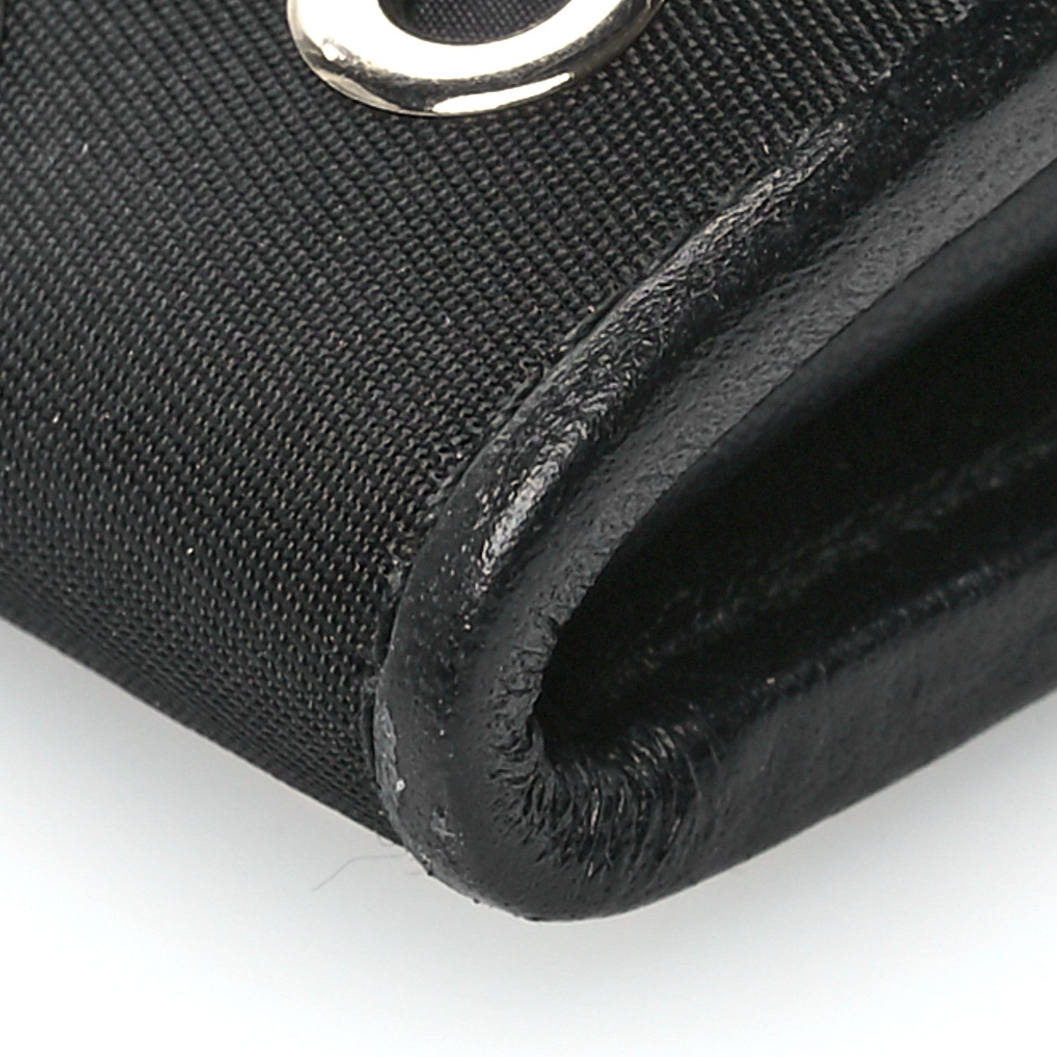 Prada Tessuto Nylon Soft Calf Grommet Wallet On Chain Black 10 of 11