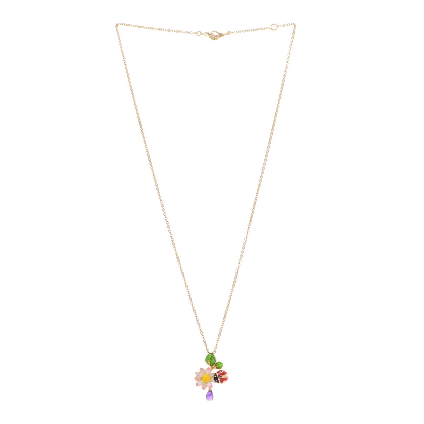 18K Yellow Gold Diamond Amethyst Diorette Pendant Necklace