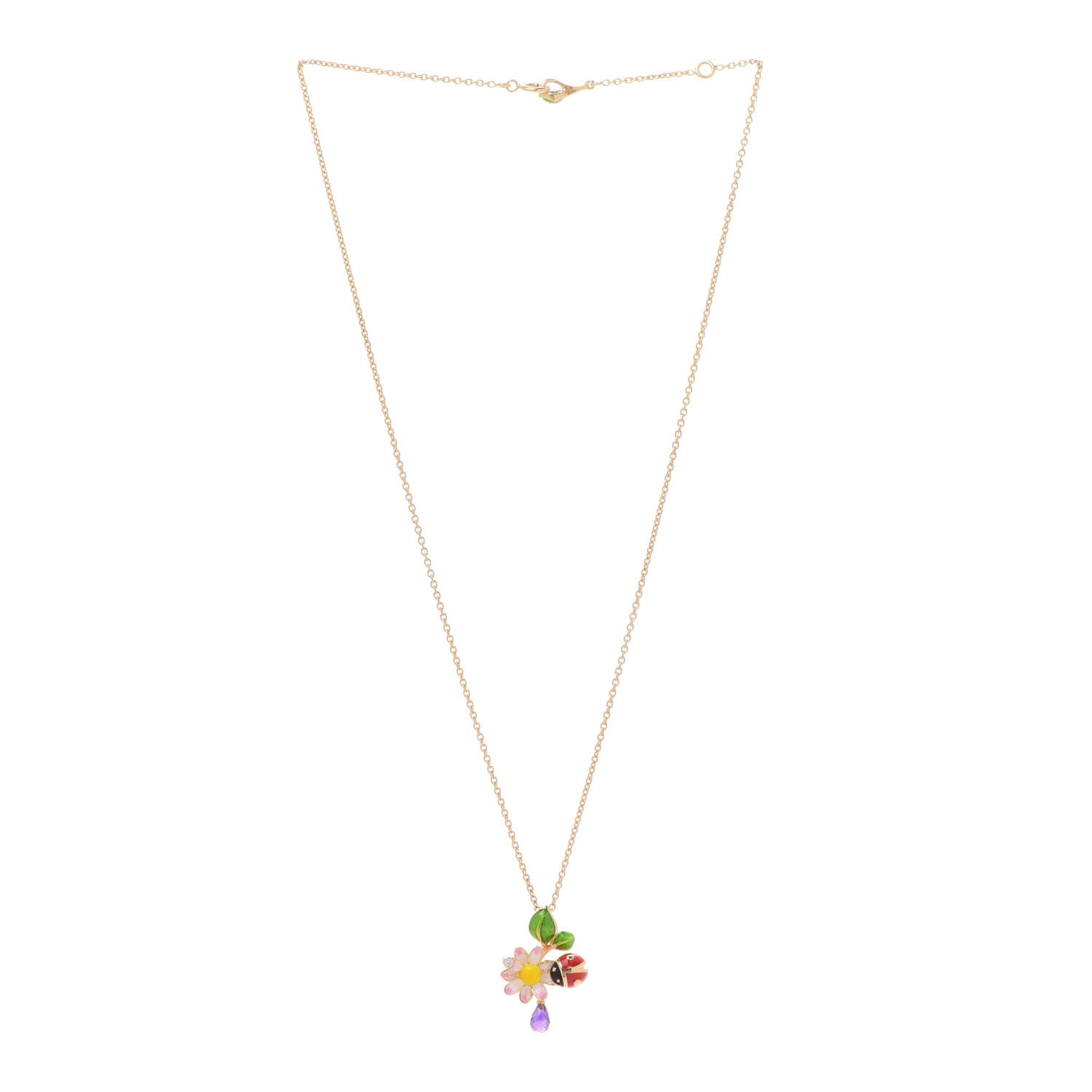 Christian Dior 18K Yellow Gold Diamond Amethyst Diorette Pendant Necklace 3 of 7