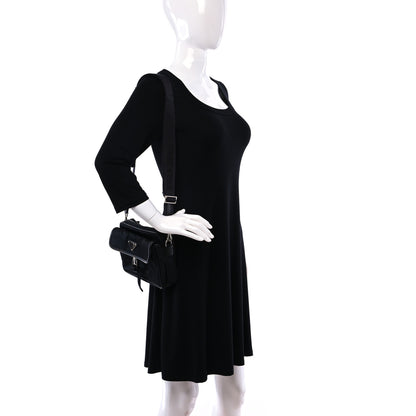 Prada Re-Nylon Saffiano Pocket Single Snap Buckle Shoulder Bag Black 2 of 9