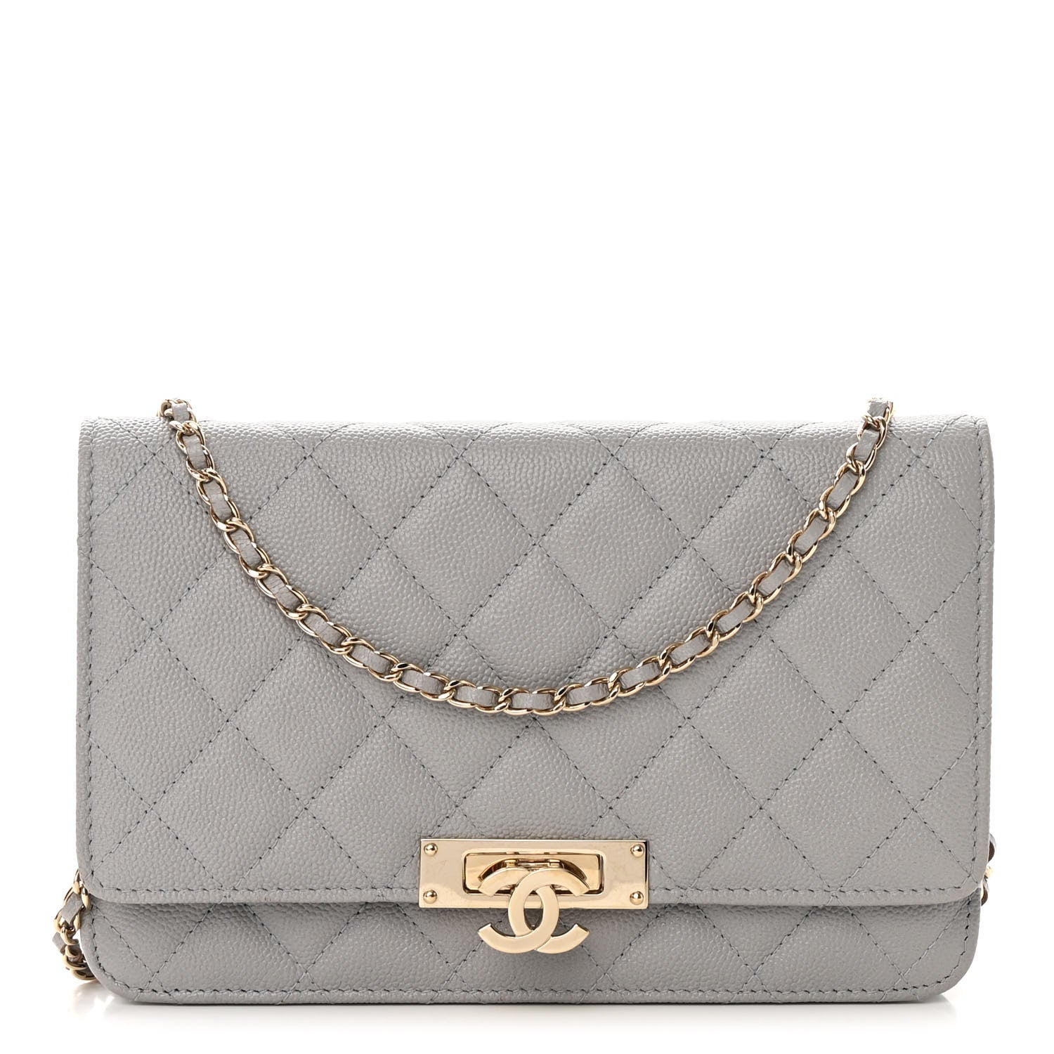 Chanel Caviar Quilted Golden Class Wallet On Chain WOC Gray 1 of 15