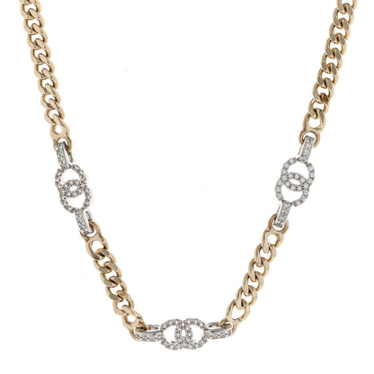 Chanel Crystal CC Chain Links Choker Necklace Gold 1 of 7
