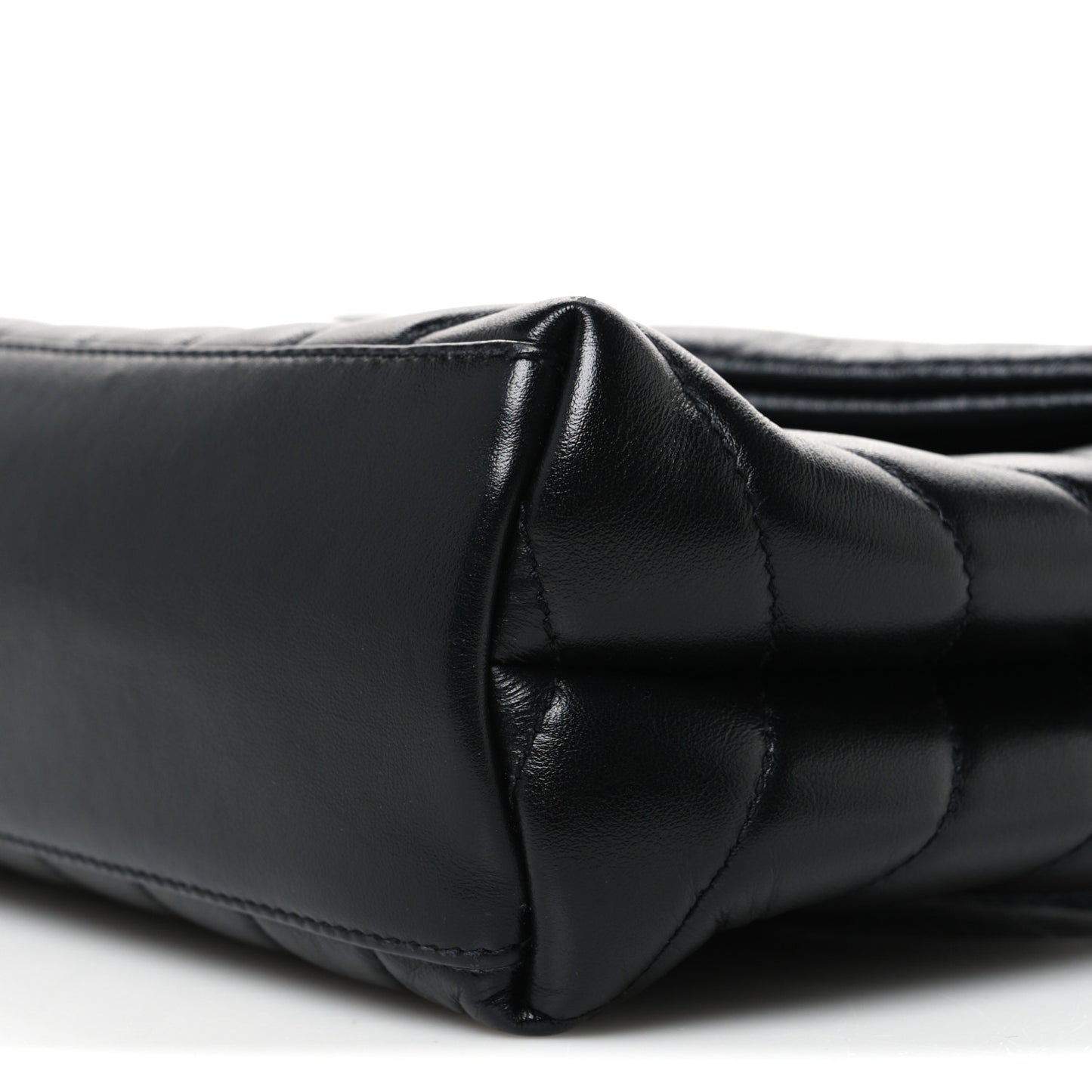 Calfskin Y Quilted Monogram Monochrome Small Loulou Chain Satchel Black