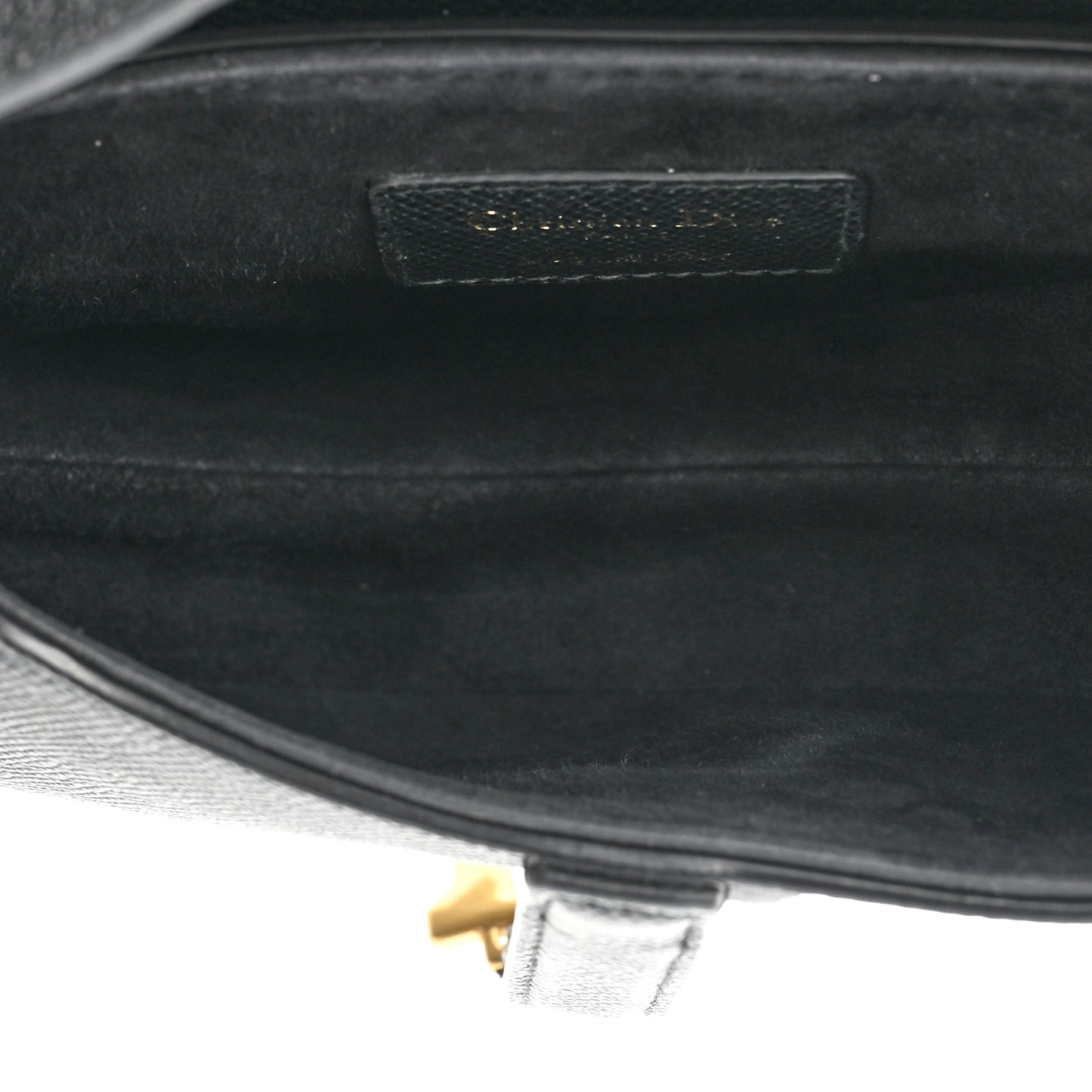 Grained Calfskin Mini Saddle Bag With Strap Black