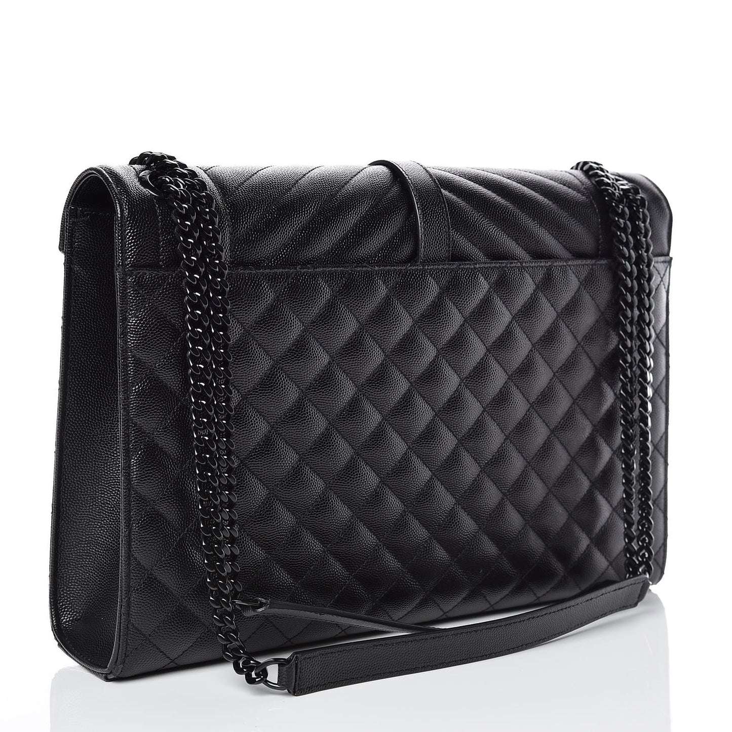 Grain De Poudre Textured Mixed Matelasse Large Triquilt Monogram Monochrome Satchel Black