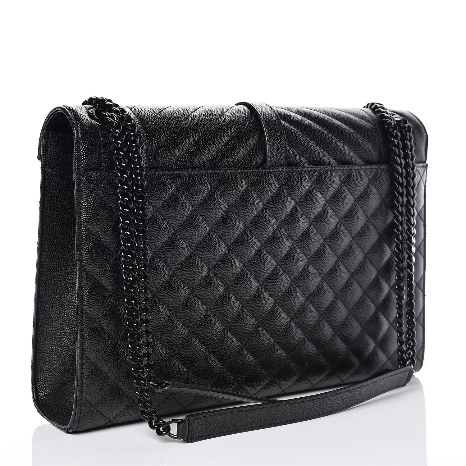 Saint Laurent Grain De Poudre Textured Mixed Matelasse Large Triquilt Monogram Monochrome Satchel Black 3 of 11