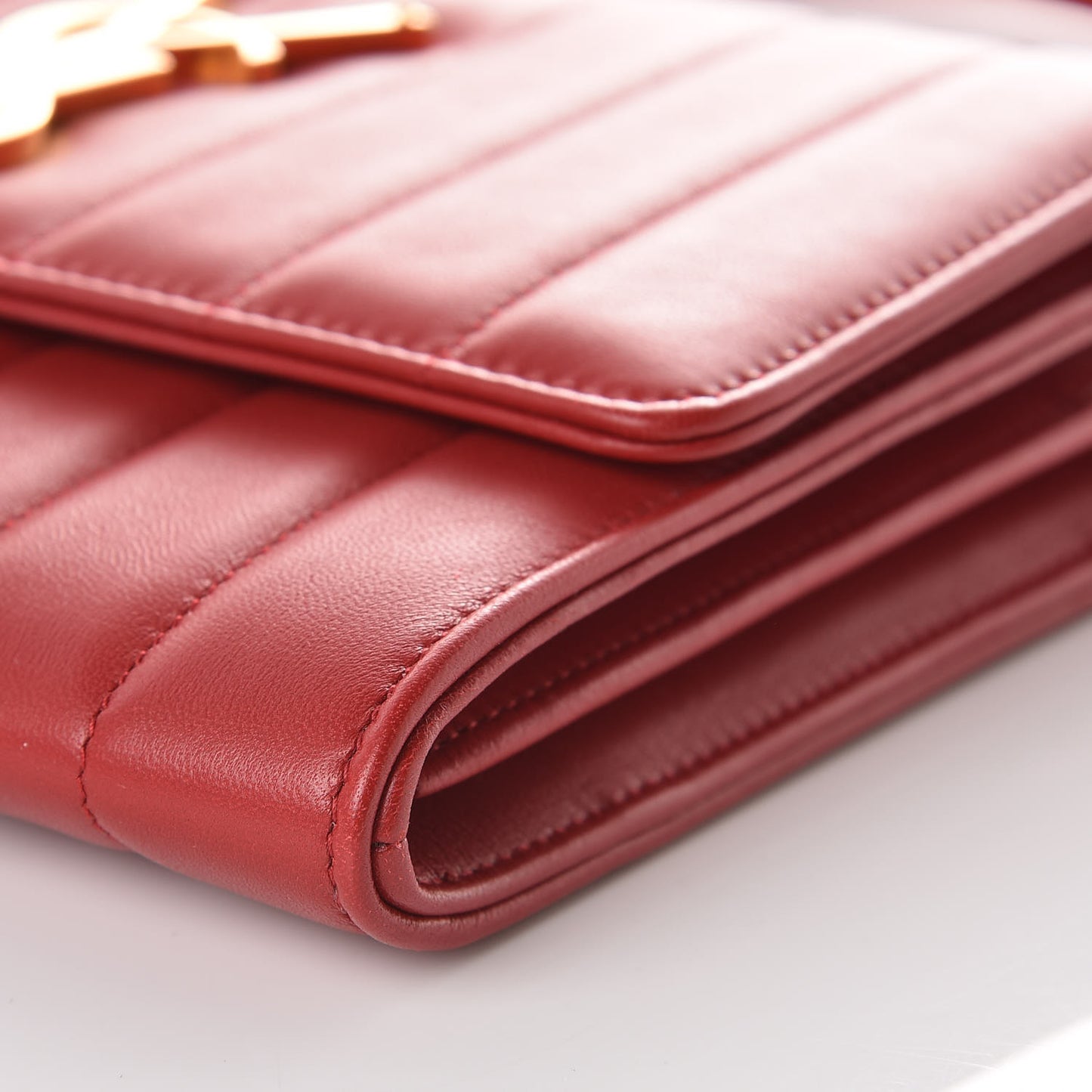 Lambskin Matelasse Monogram Vicky Chain Wallet Rouge Eros
