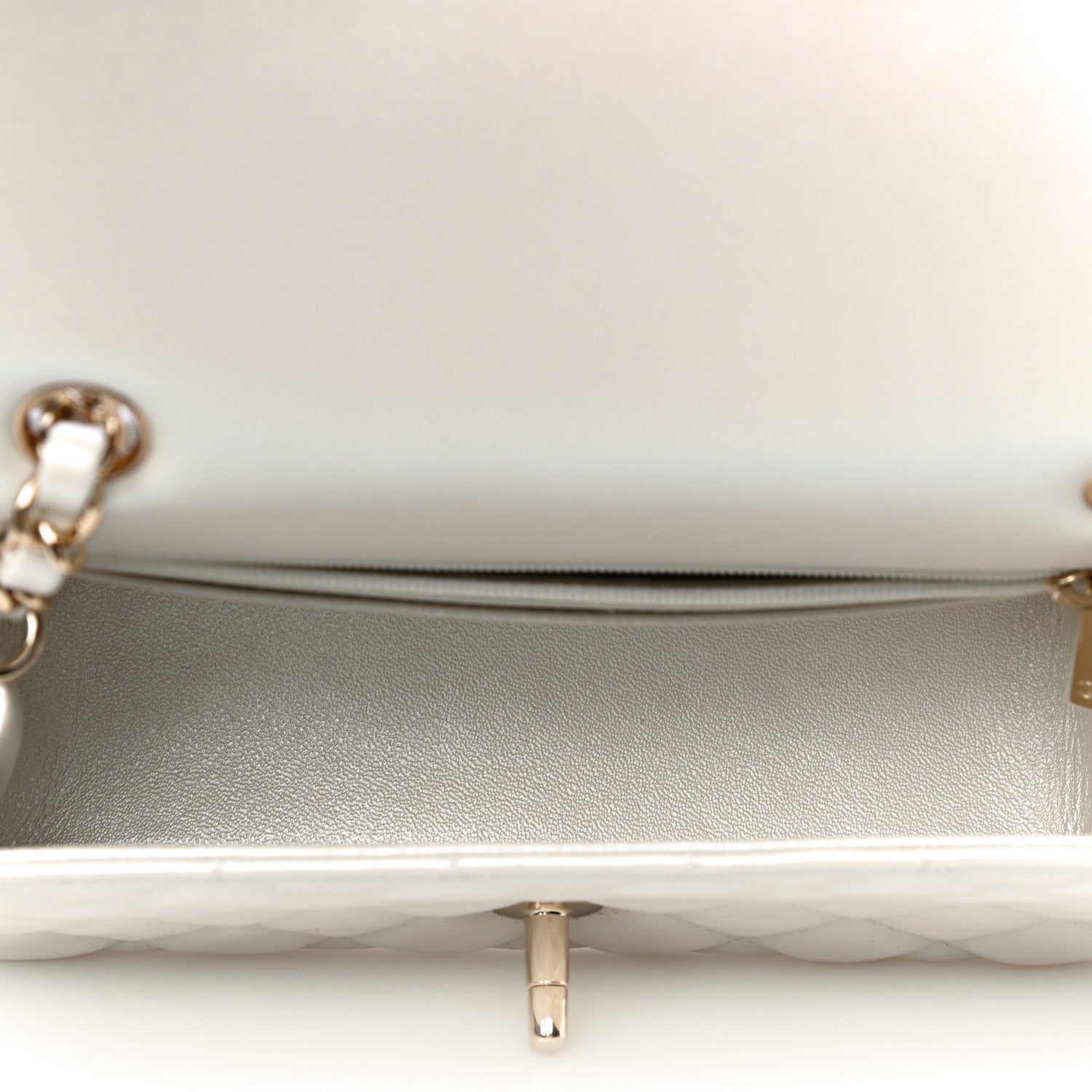 Chanel Iridescent Calfskin Quilted Mini Rectangular Flap White 4 of 10