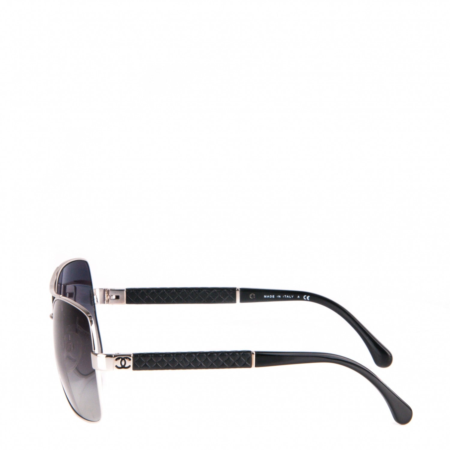 Chanel Quilted Aviator Sunglasses 4196Q Silver Black 2 of 5