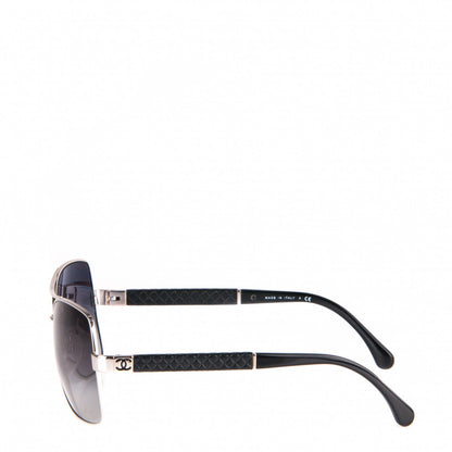 Chanel Quilted Aviator Sunglasses 4196Q Silver Black 2 of 5