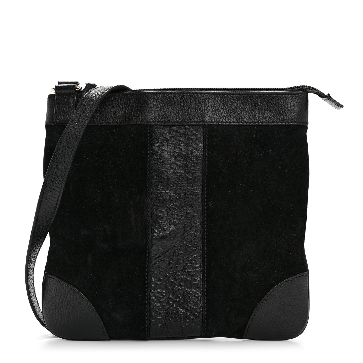 Guccissima Suede Crossbody Bag Black