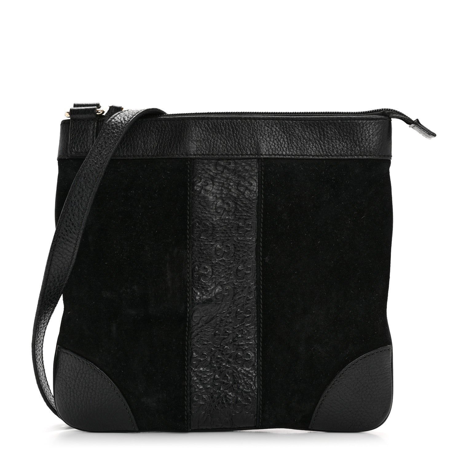 Gucci Guccissima Suede Crossbody Bag Black 1 of 15