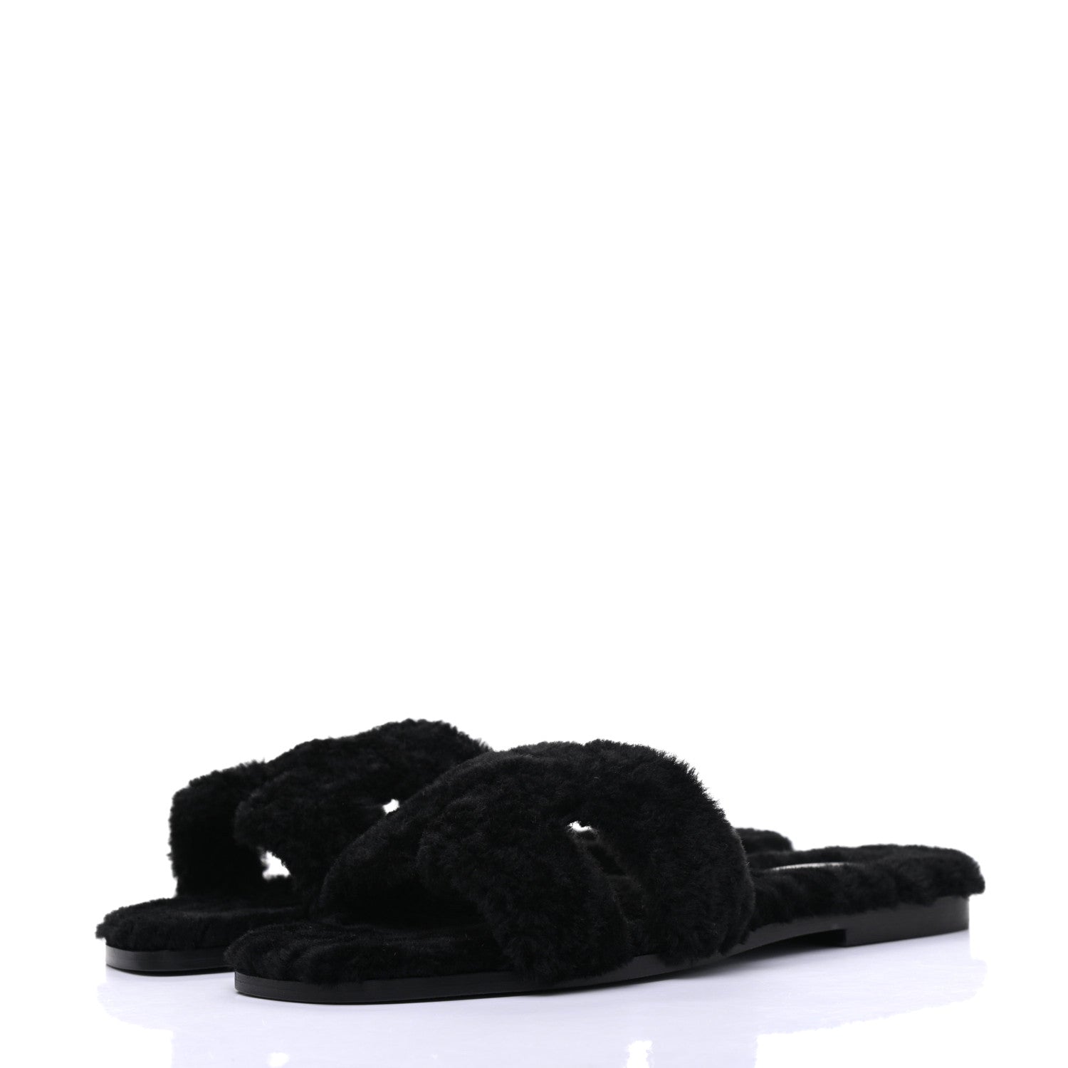 Hermes Woolskin Oran Sandals 40 Black 3 of 11