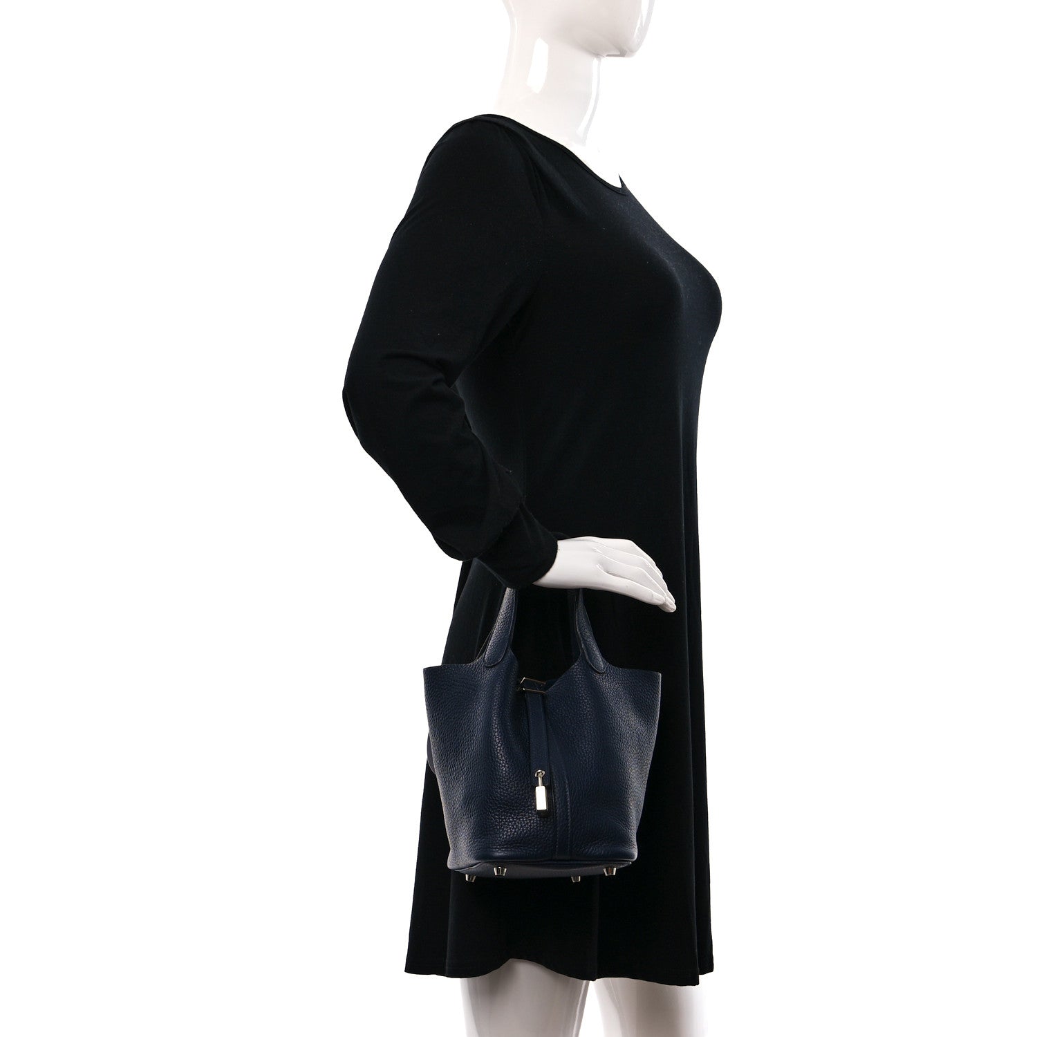 Hermes Taurillon Clemence Picotin Lock 18 PM Bleu Nuit 2 of 9