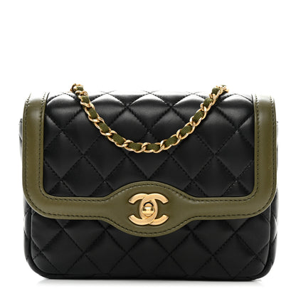 Chanel Lambskin Mini Square Flap Black Khaki 1 of 10
