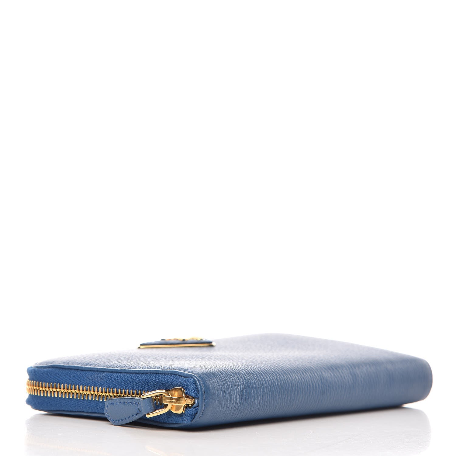 Prada Vitello Daino Zip Around Wallet Cobalto 4 of 8