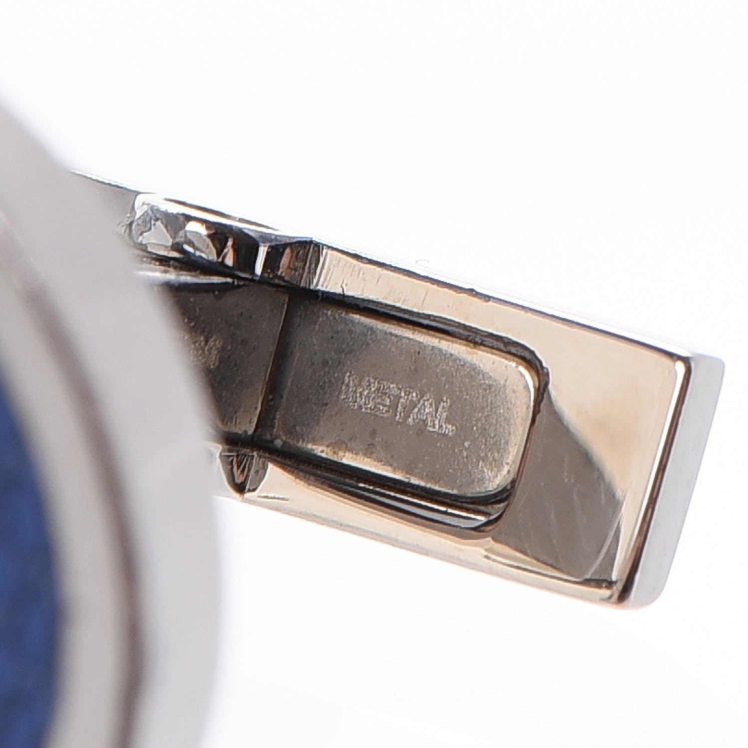 Cartier Sterling Silver Palladium Finish Double C Logo Rose Decor Cufflinks Blue 8 of 9