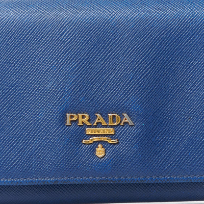 Prada Saffiano Metal Continental Flap Wallet Bleuette 7 of 14