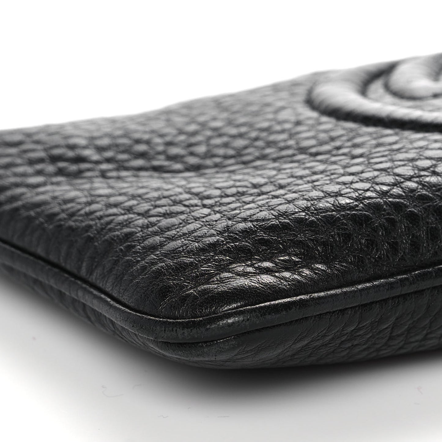Pebbled Calfskin Soho Wristlet Black