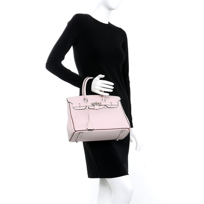 Hermes Swift Horseshoe Bi-Color Birkin 30 Rose Dragee Rouge H 2 of 37
