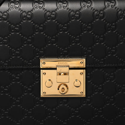 Gucci Guccissima Signature Medium Padlock Top Handle Bag Black 8 of 10
