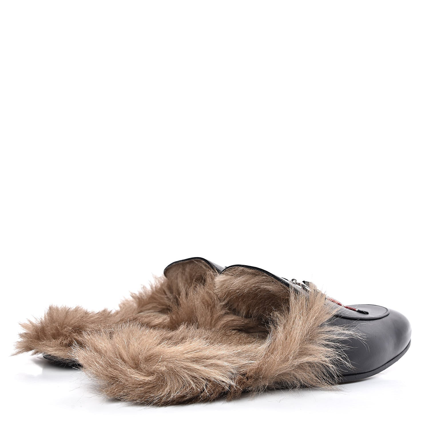 Gucci Calfskin Fur Kingsnake Embroidered Mens Princetown Slippers 9 Black 4 of 9