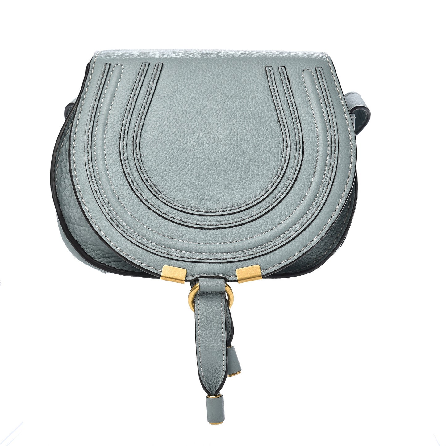 Calfskin Mini Marcie Round Crossbody Bag Faded Blue