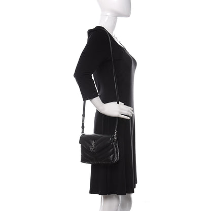 Saint Laurent Calfskin Y Quilted Monogram Toy Loulou Crossbody Bag Black 2 of 10