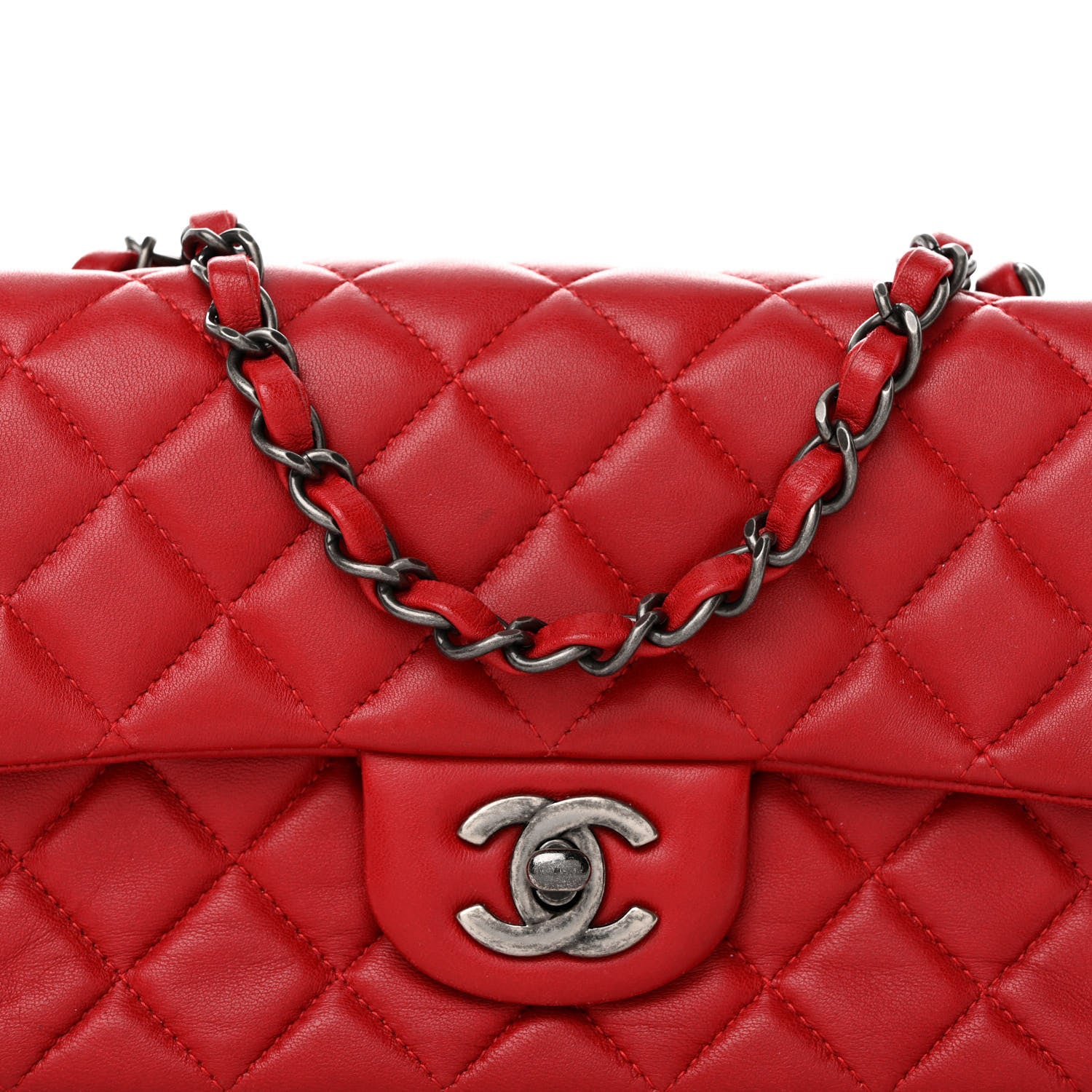 Chanel Lambskin Quilted Mini Rectangular Flap Red 8 of 11