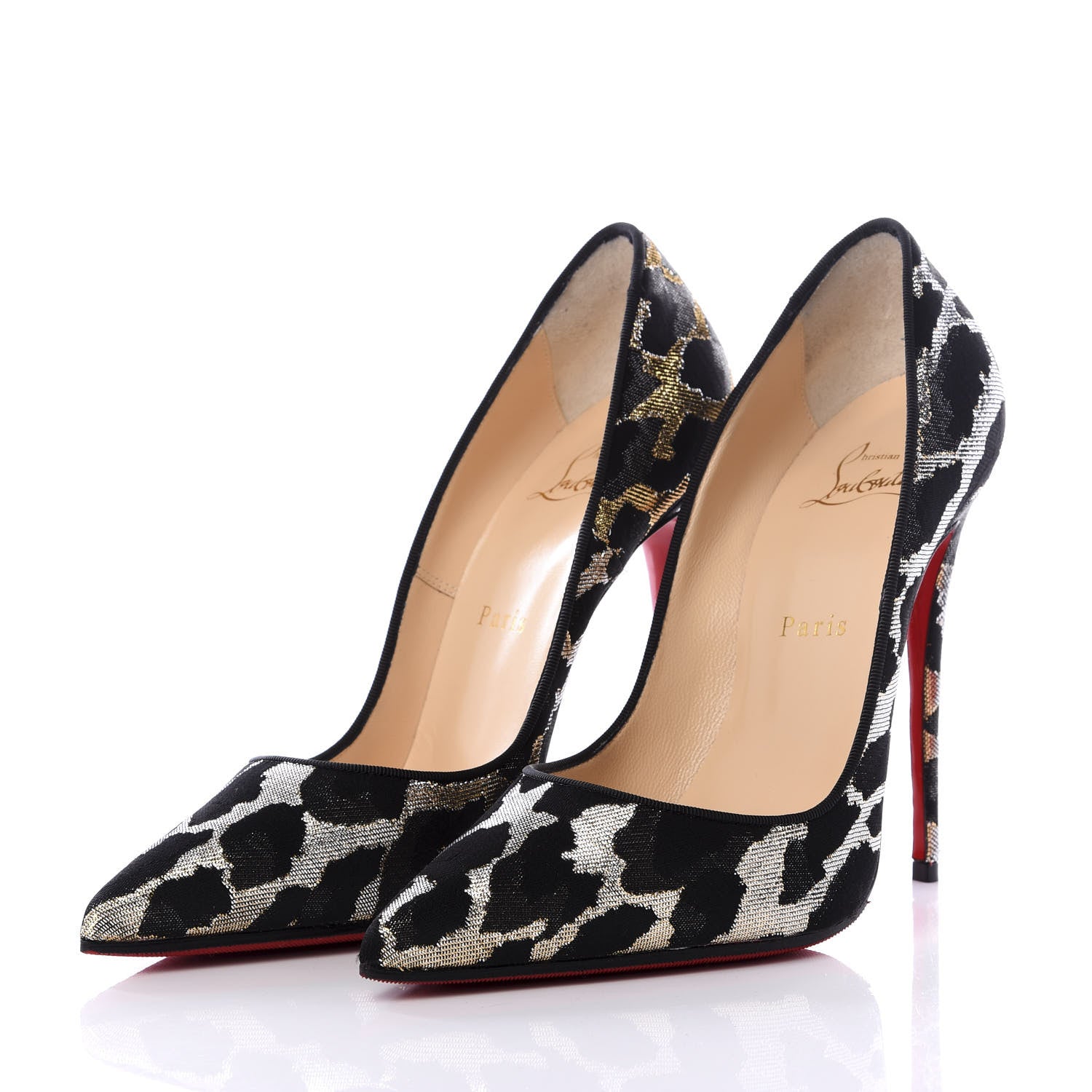 Christian Louboutin Lurex Feline So Kate 120 Pumps 38.5 Black Gold 2 of 10