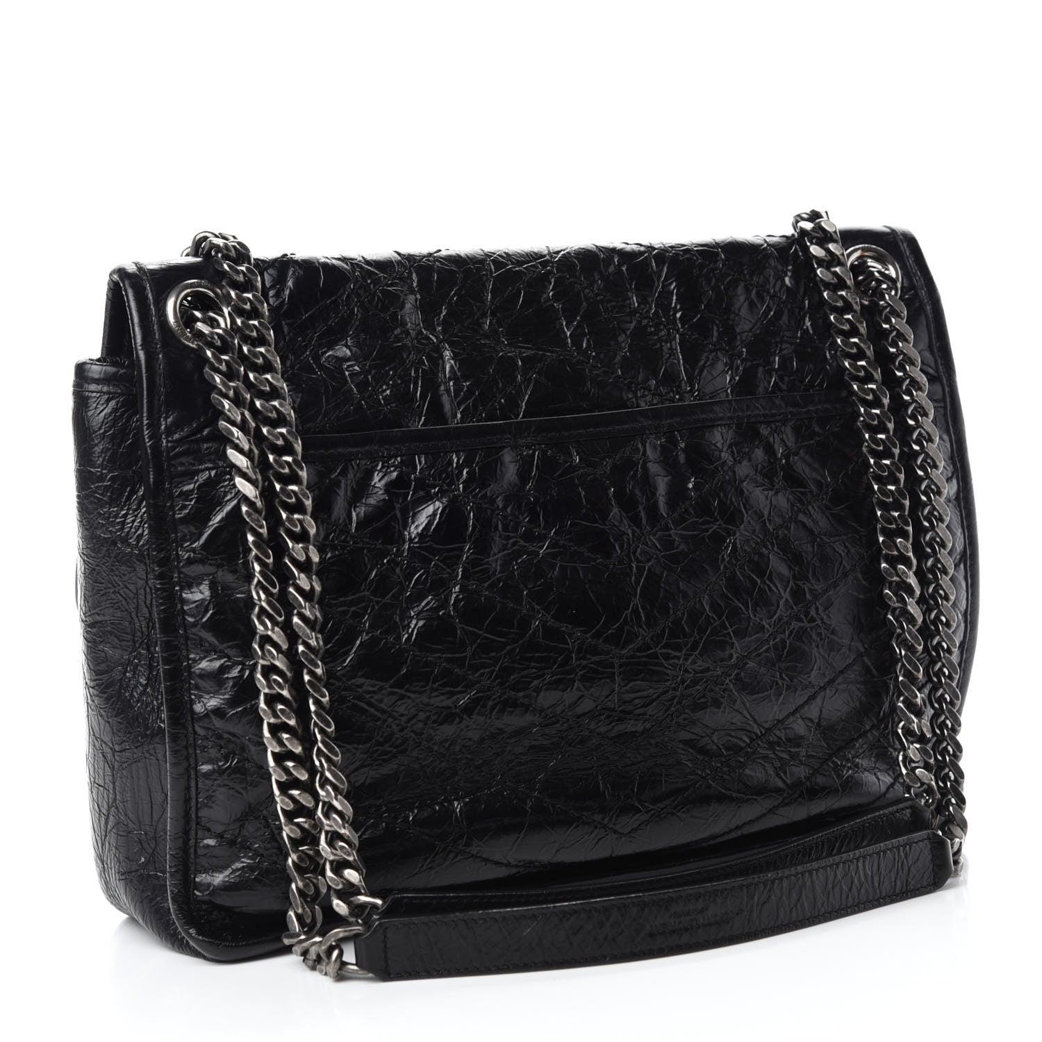 Saint Laurent Crinkled Calfskin Matelasse Monogram Medium Niki Chain Satchel Black 3 of 11