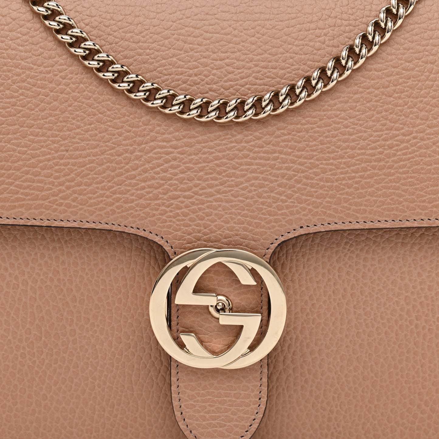 Dollar Calfskin Interlocking G Shoulder Bag Camelia