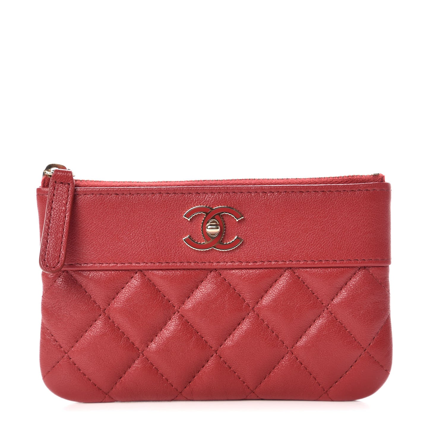 Sheepskin Quilted Small Vintage Mademoiselle Cosmetic Case Red