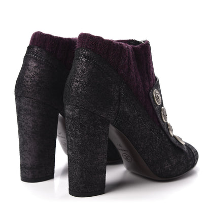 Chanel Iridescent Calfskin Wool Short Boot 38 Dark Purple 4 of 6