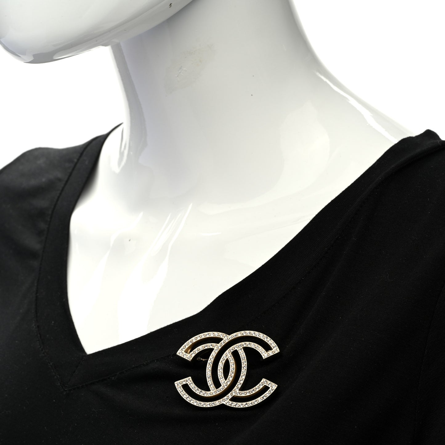 Crystal CC Brooch Light Gold