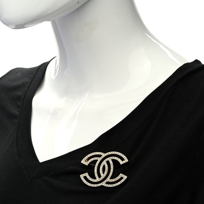 Chanel Crystal CC Brooch Light Gold 2 of 5