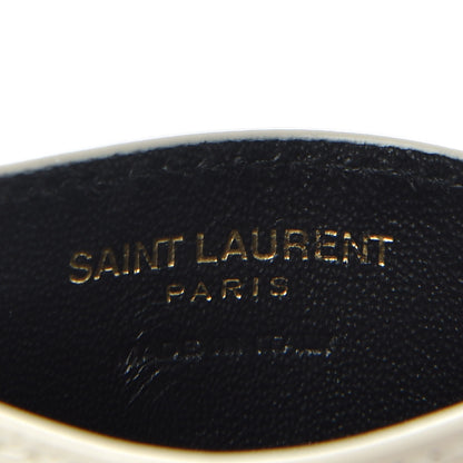 Saint Laurent Grain De Poudre Matelasse Chevron Monogram Credit Card Case Crema Soft 5 of 5