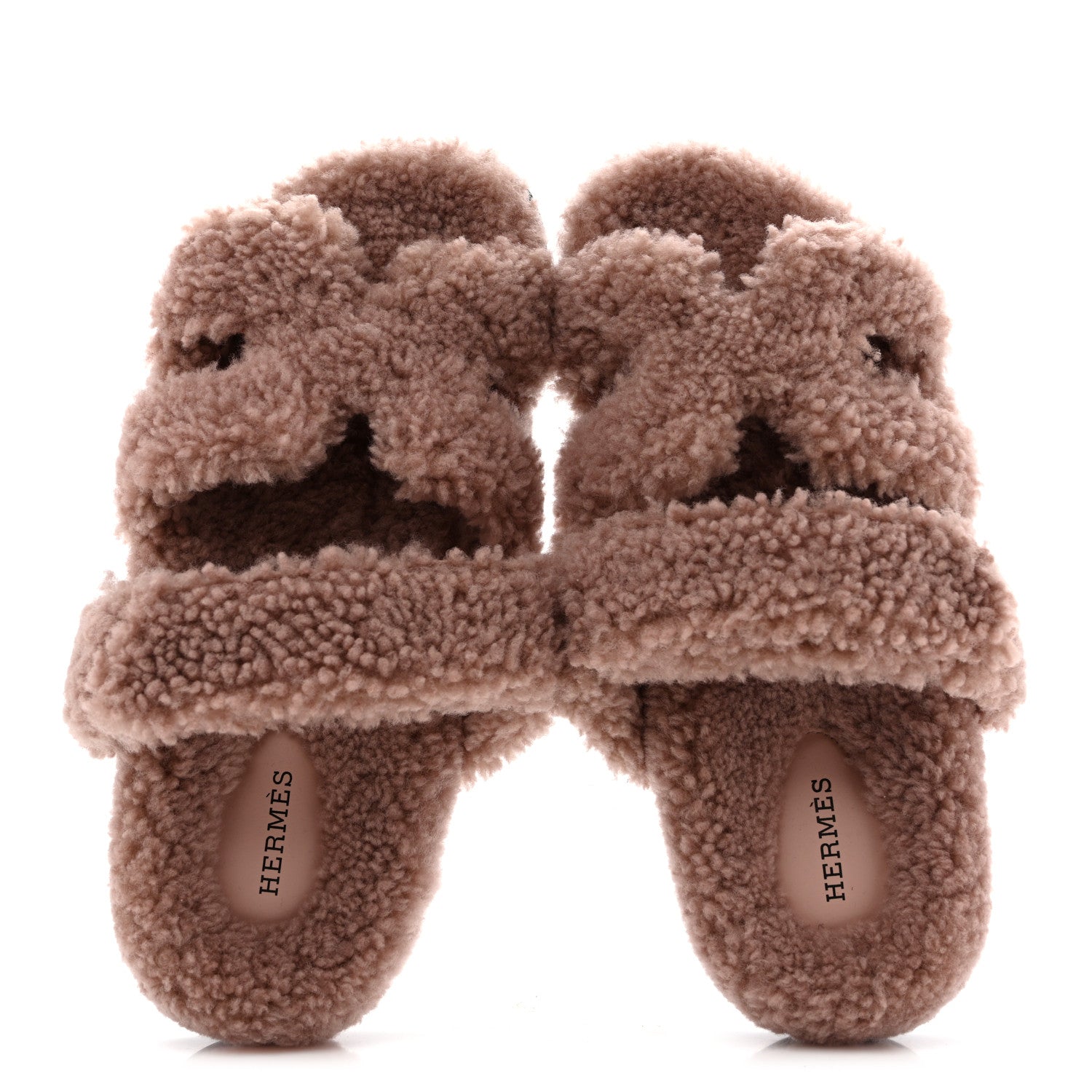 Hermes Woolskin Womens Chypre Sandals 39.5 Bois De Santal 2 of 8